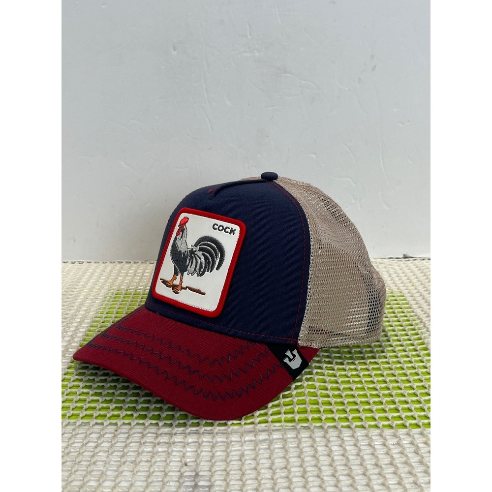 Goorin Bros Animal Farm The C0ck Trucker Hat Navy Burgundy Mesh Snapback Cap NWT